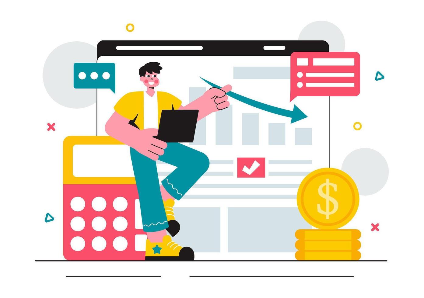 Expense Reduction and Budget Control in a Corporate Economy Illustration vector