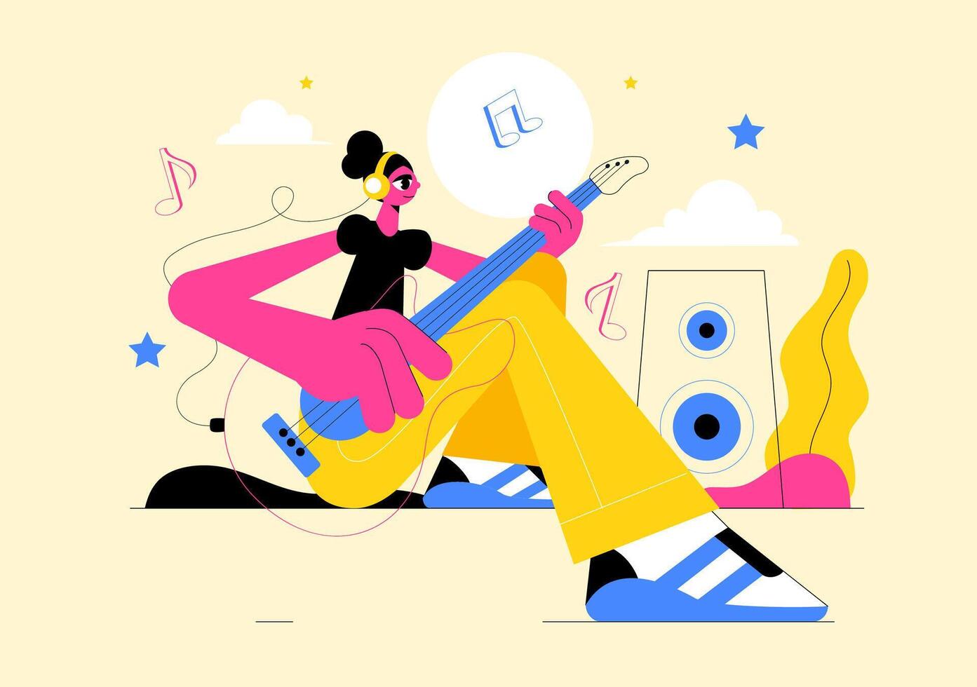 Illustration of a Concert Scene with Instrumentalists and Singers vector