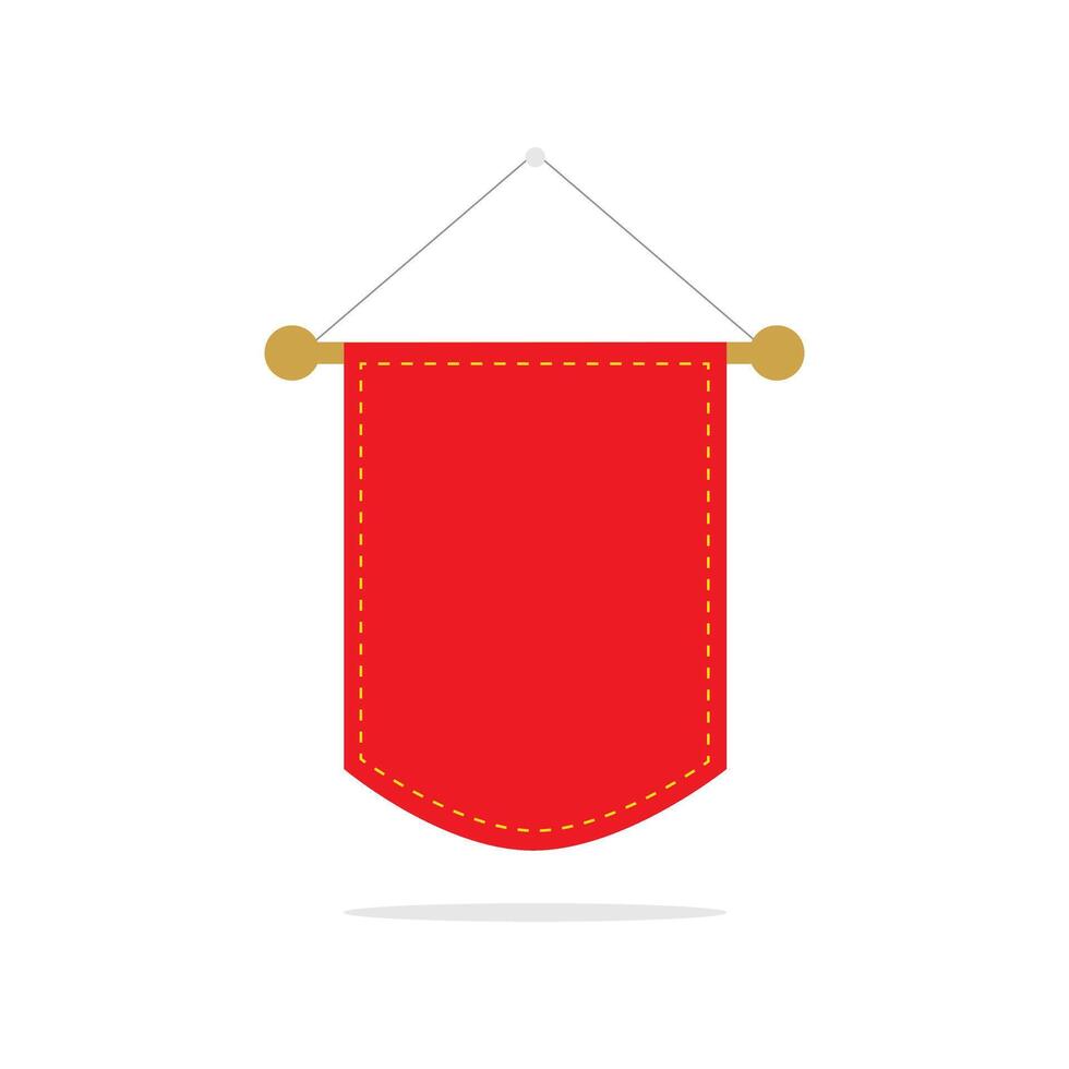Red Pennant flag award banner. Blank pennant design template mockup. Empty space advertising. vector