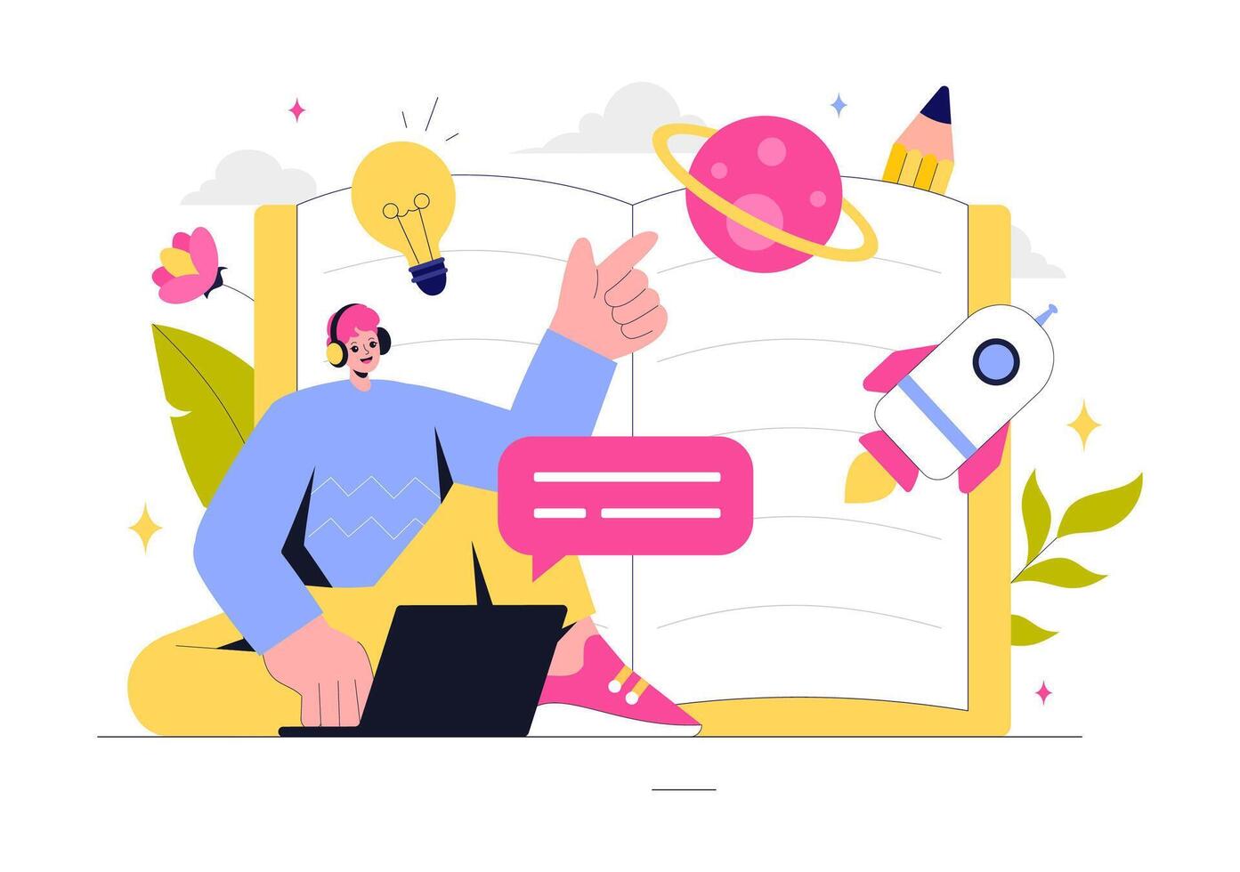 Flat Style Illustration of Storytelling and Content Creation for Social Media vector