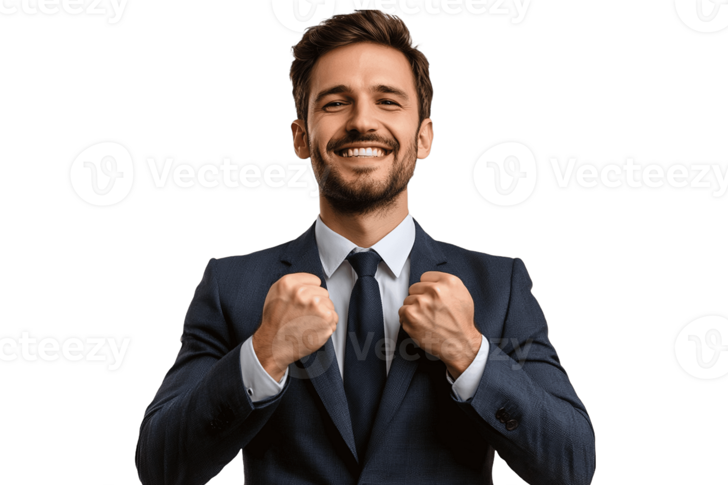 A man in a suit and tie is showing his fist png