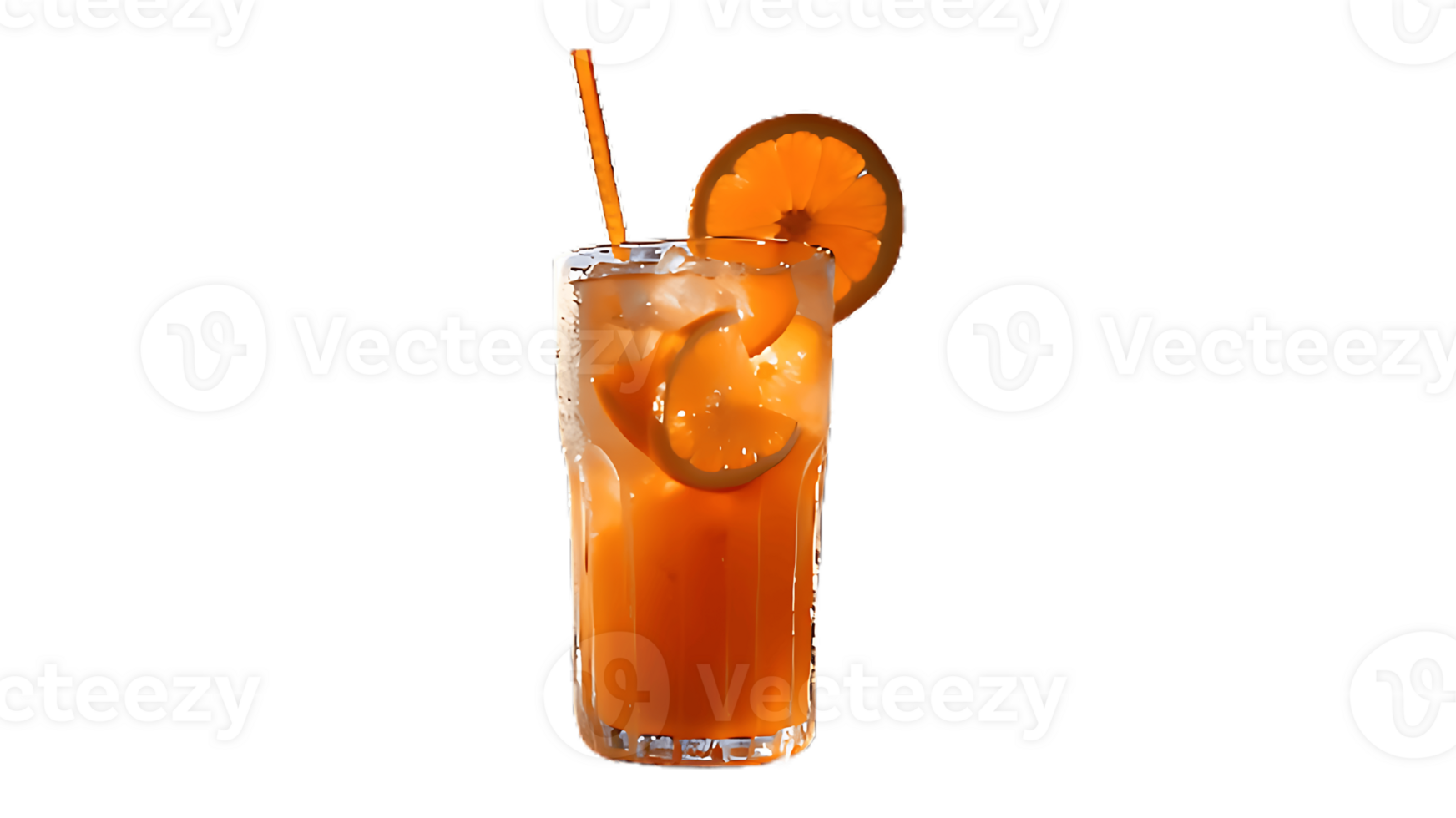 Orange and lemon cocktail with a straw png