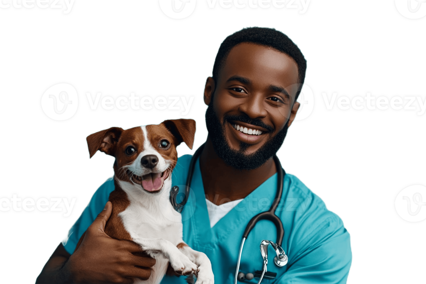 A smiling black man holding a dog png