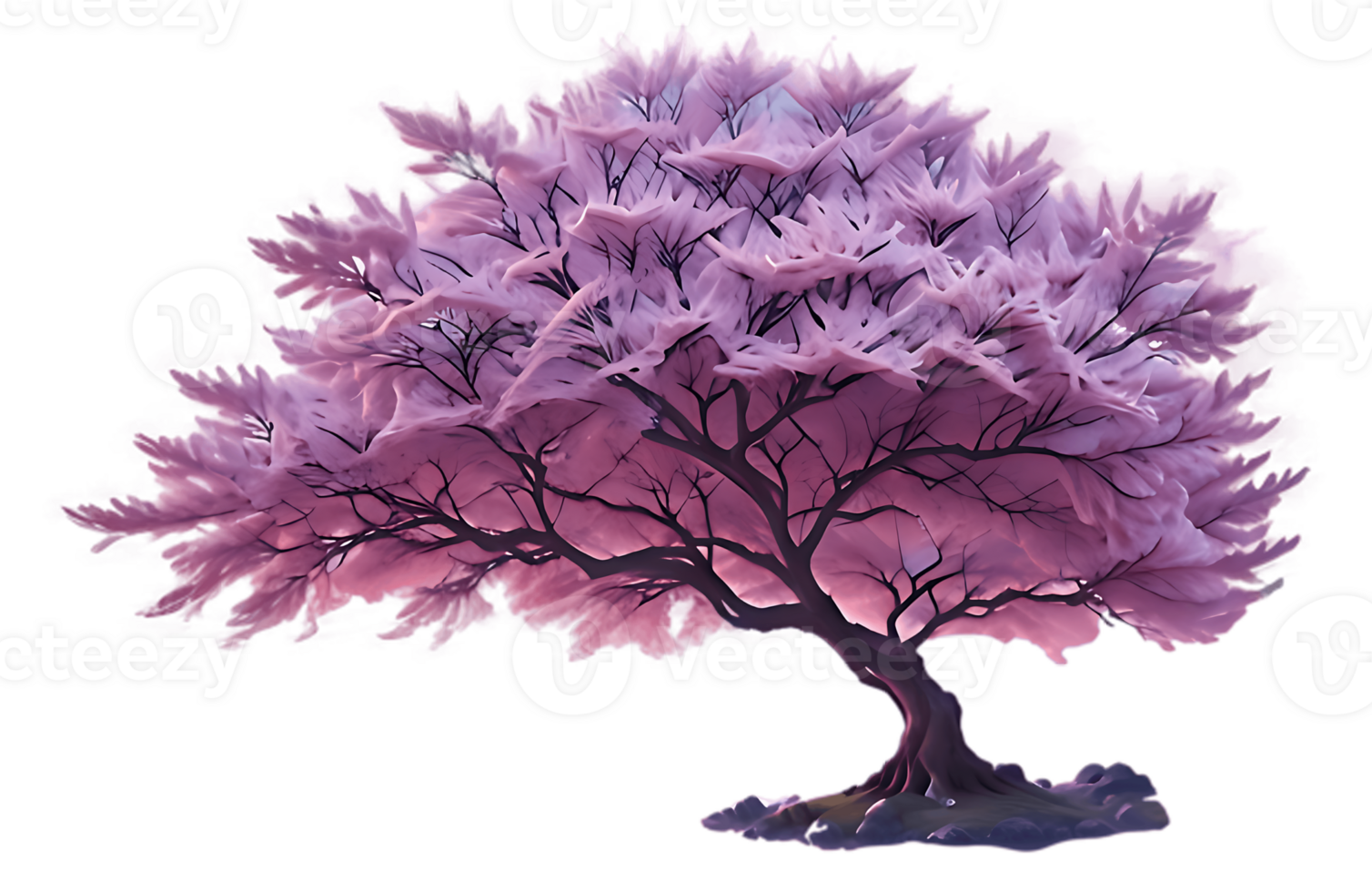A purple tree with pink flowers on it png