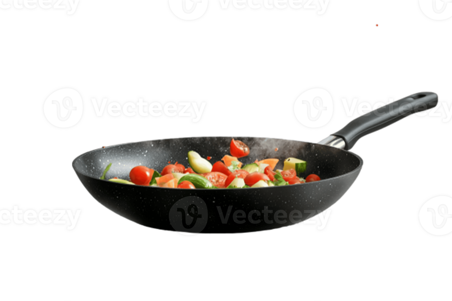 A frying pan with vegetables in it png