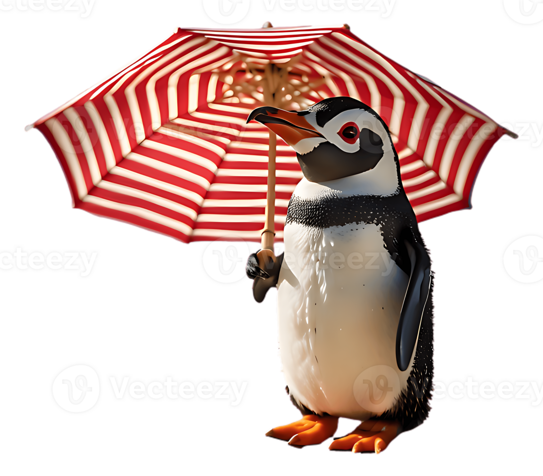A penguin is holding an umbrella png