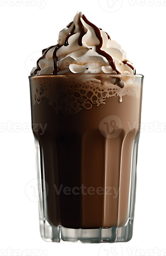 A glass of hot chocolate with whipped cream png