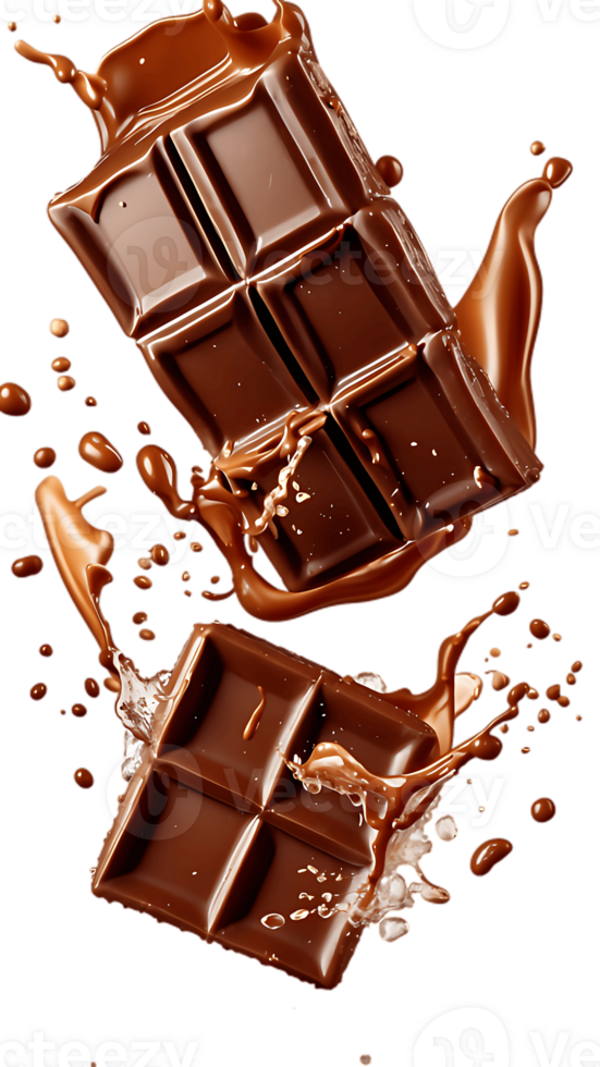 Chocolate bar with splashes and splashes png
