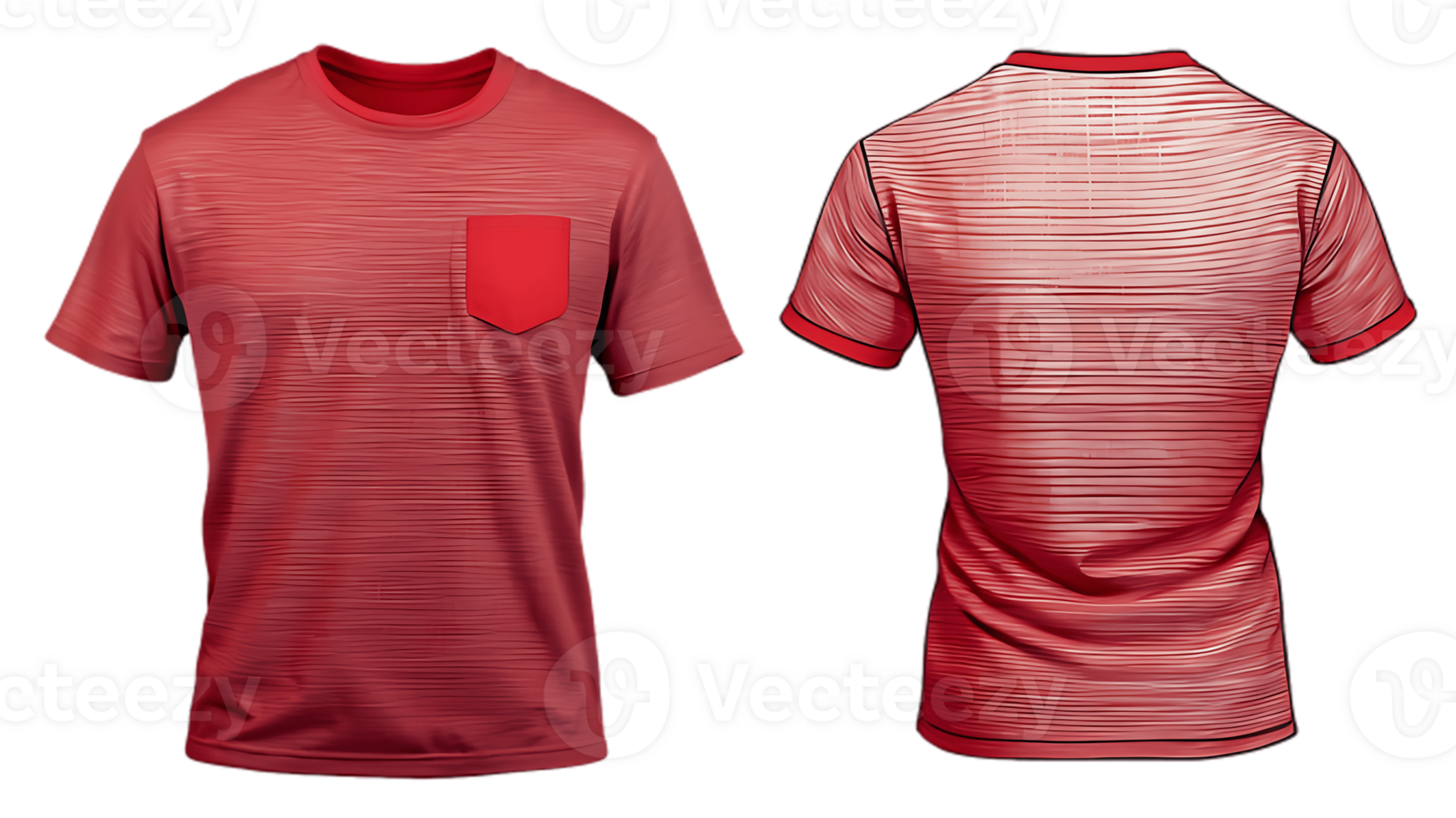 Red striped pocket t-shirt mockup png