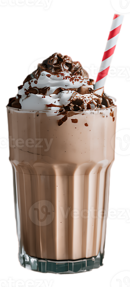 A chocolate milkshake with a straw png