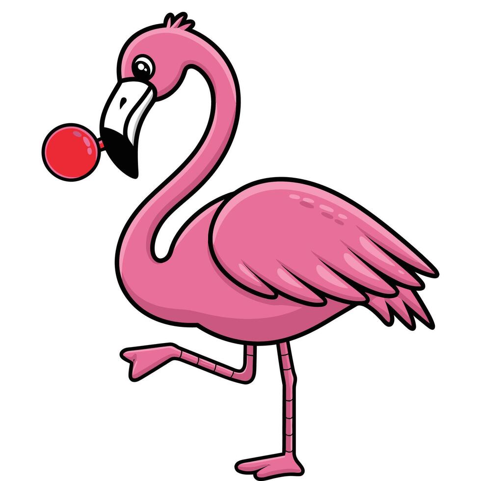 Expressive Cartoon Flamingo with Sharp Lines. vector