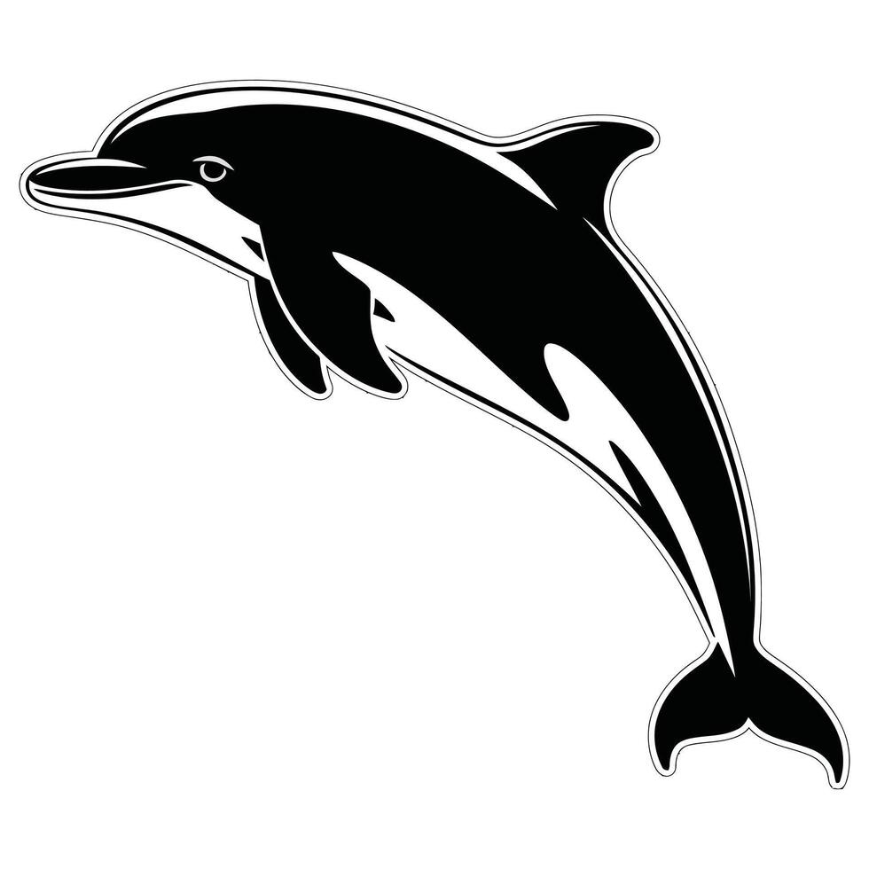 Minimalist Black and White Dolphin Design. vector