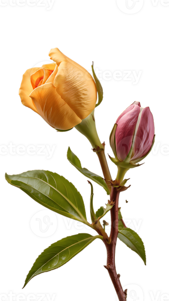 A single rose is shown with leaves and a stem png