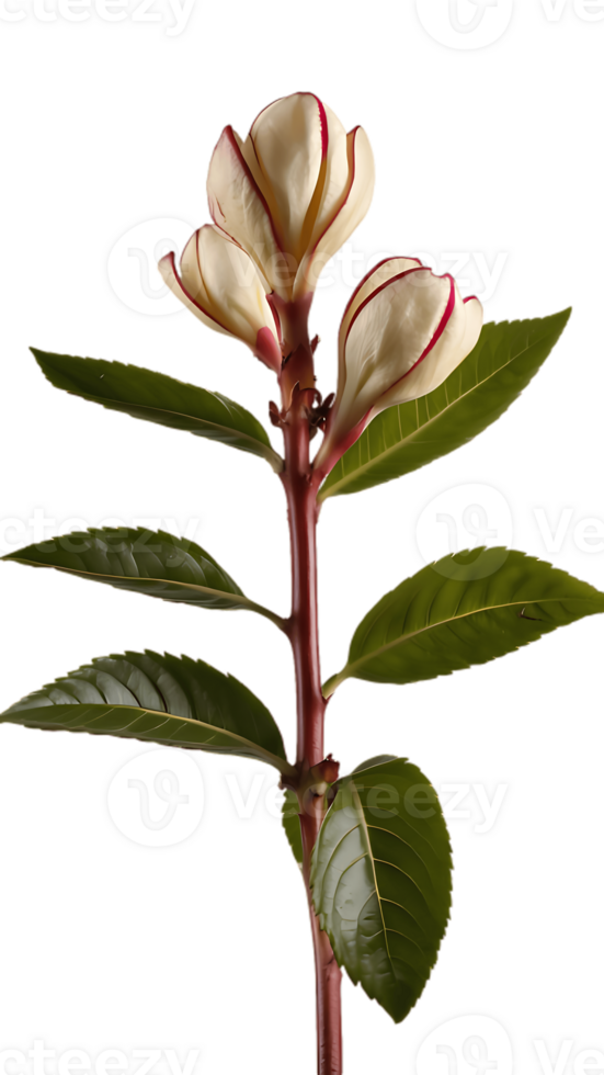 A white flower with red stripes on it png