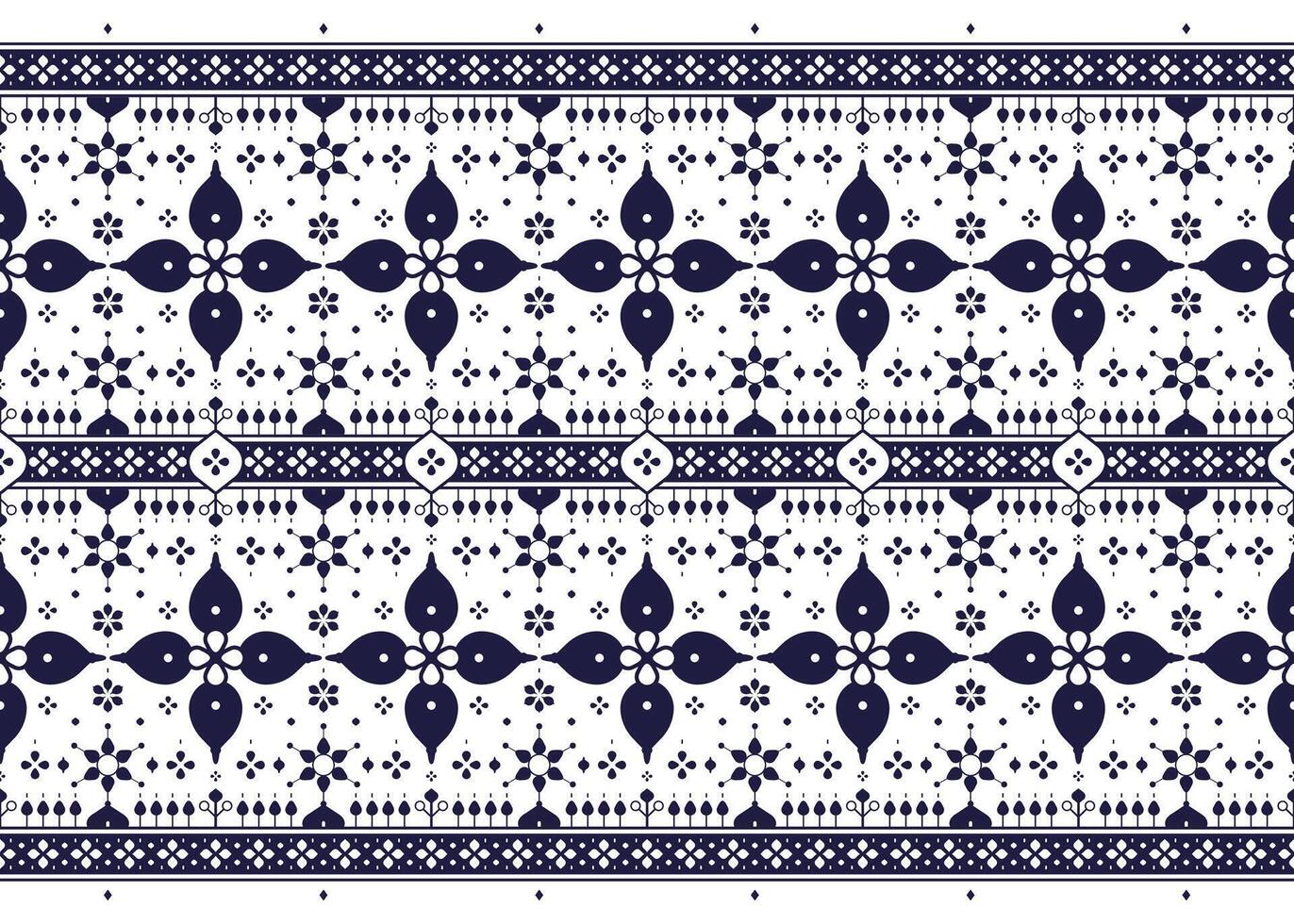 ethnic fabric seamless pattern, blue on white background, design for cloth, carpet, batik, wallpaper, wrapping etc. vector
