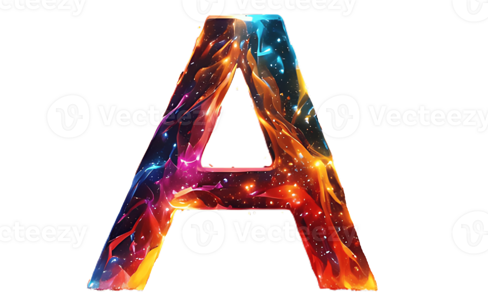 The letter a is made of colorful fire png