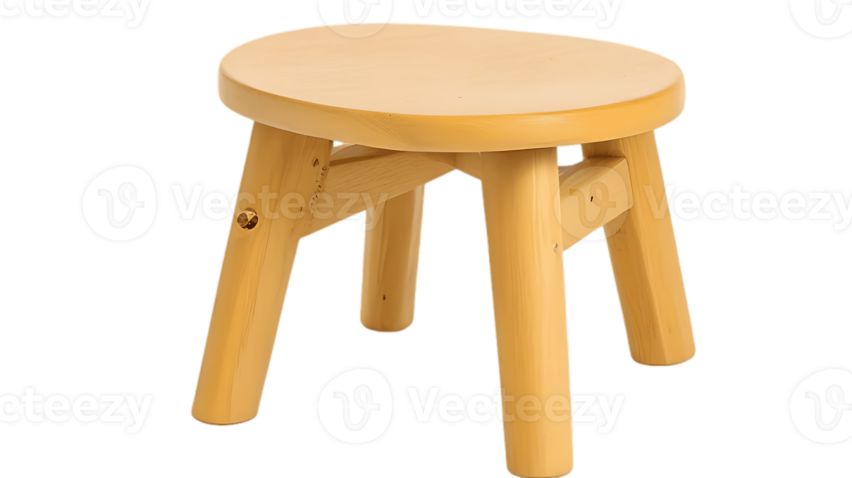 A small stool with wooden legs and a round seat png