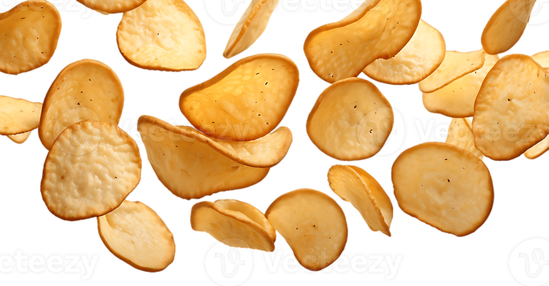 A bunch of chips falling in the air png