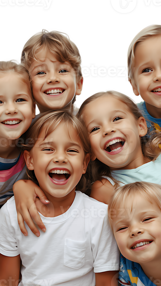 A group of children are smiling together png