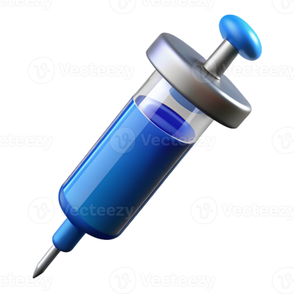 stunning artistic Medical Syringe with Blue Liquid Isolated Element exclusive png