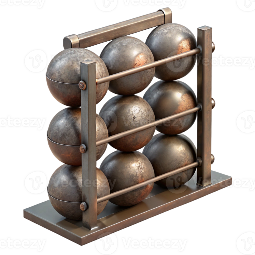 stunning contemporary Medicine Ball Rack Metal Storage Isolated Element detailed png