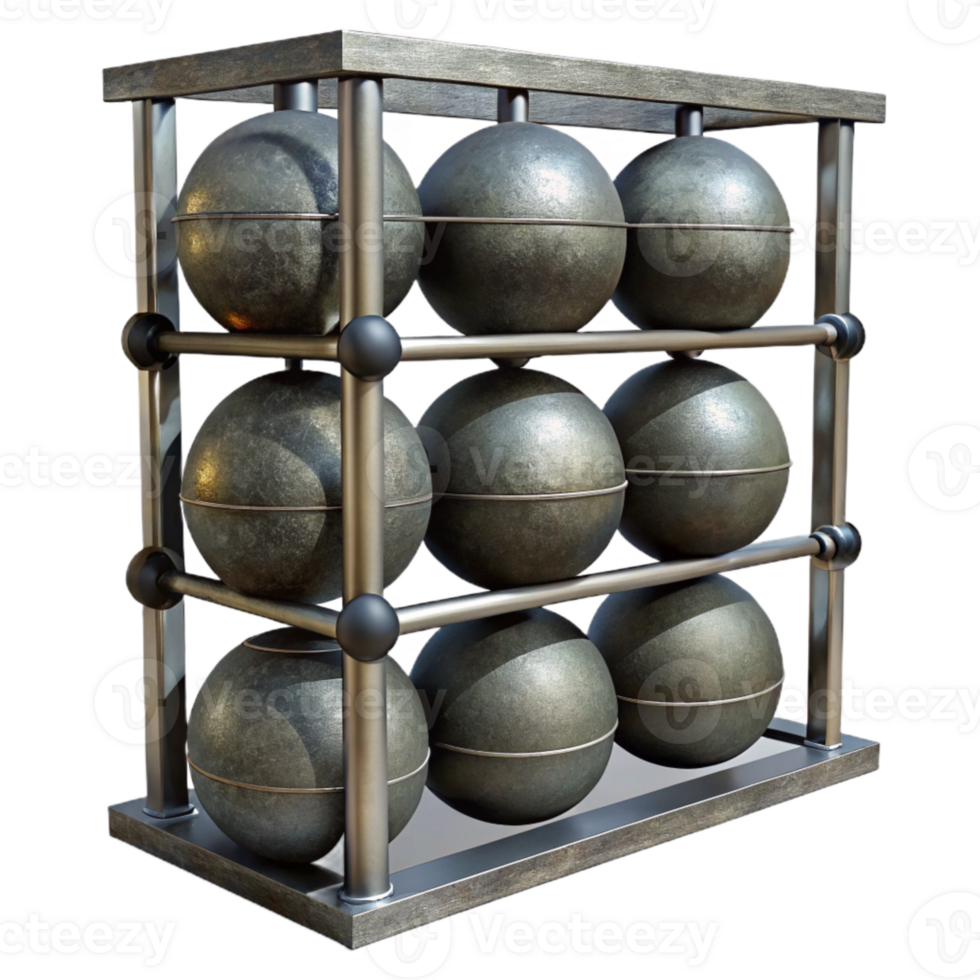 stunning classic Medicine Ball Rack Metal Storage Isolated Element original png