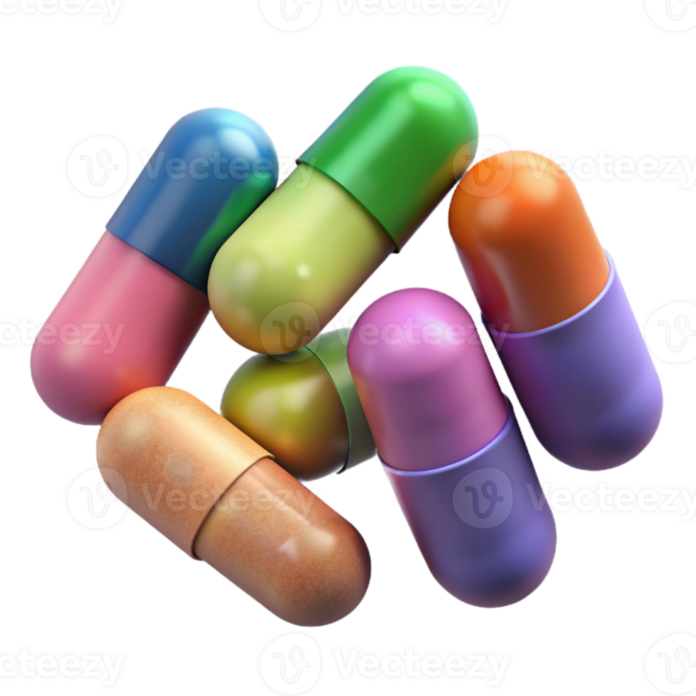 wonderful abstract Medicine Capsules Assorted Colors Isolated Element genuine png