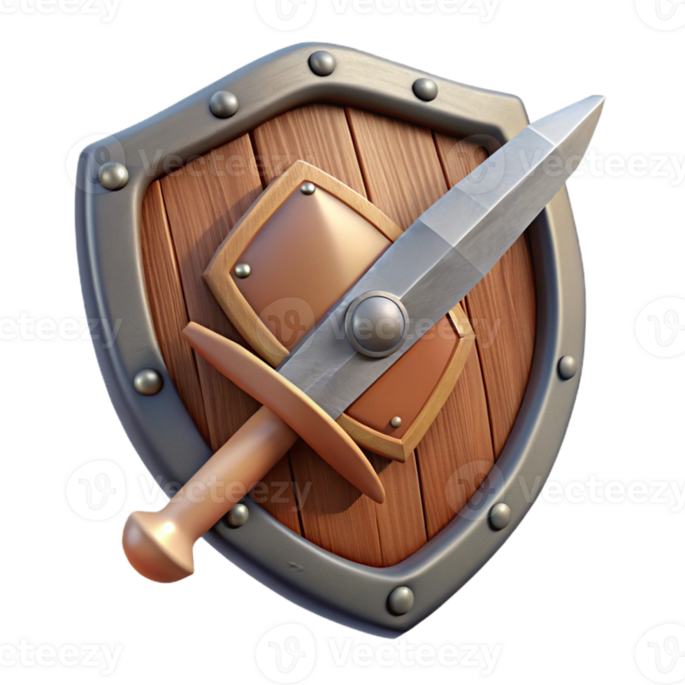 beautiful abstract Medieval Shield and Sword Cutout Transparent Background authentic png
