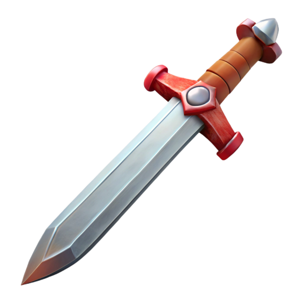 stunning abstract Medieval Sword Straight Blade Iron and Leather Isolated Element detailed png
