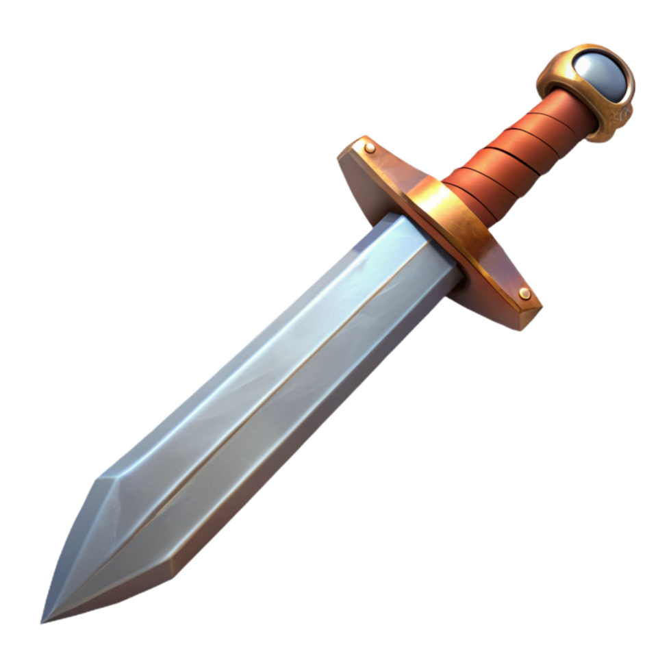 elegant vintage Medieval Sword Straight Blade Iron and Leather Isolated Element premium png