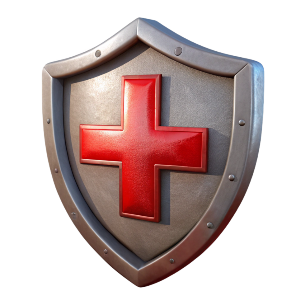 stunning modern Medieval Shield Metal with Red Cross Transparent Background premium png
