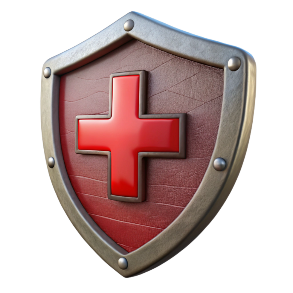impressive creative Medieval Shield Metal with Red Cross Transparent Background exclusive png