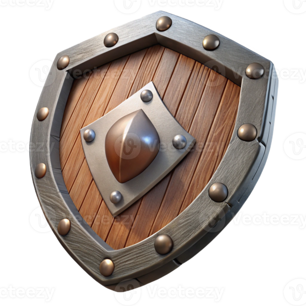 extraordinary traditional Medieval Shield Iron and Wood Isolated Element png