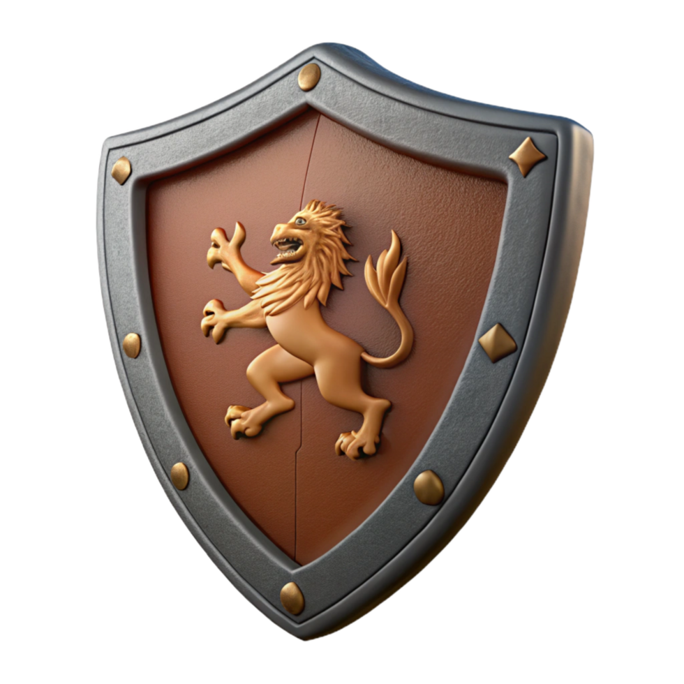 elegant modern Medieval Shield with Lion Crest Cutout high quality png