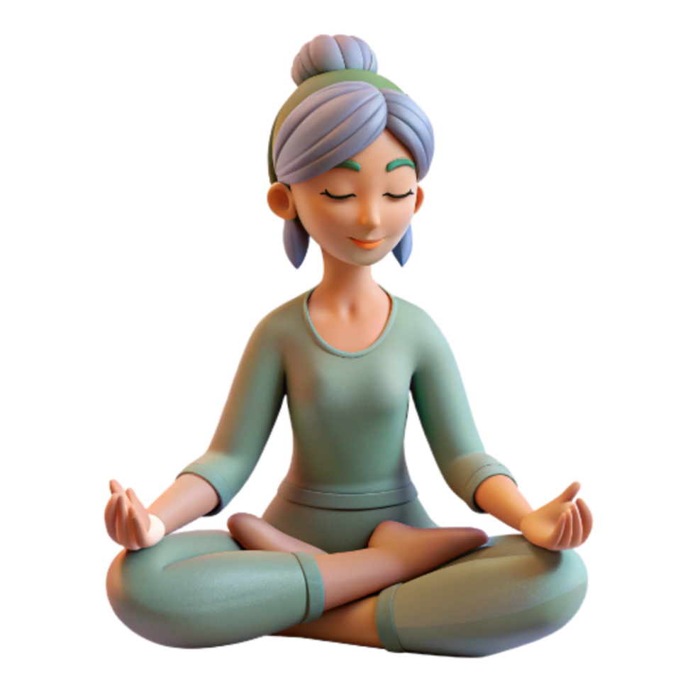 elegant traditional Meditating Woman Side View Isolated with Soft Lighting high quality png