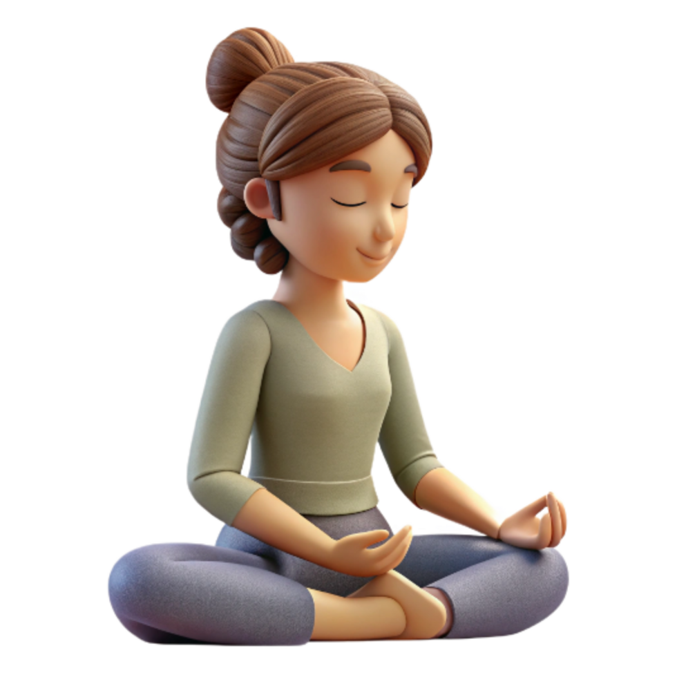 beautiful modern Meditating Woman Side View Isolated with Soft Lighting png