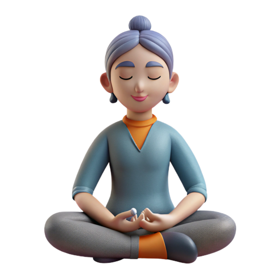 beautiful minimalist Meditating Person Front View Isolated Graphic genuine png
