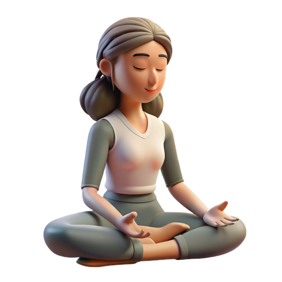 serene abstract Meditating Woman Side View Isolated with Soft Lighting exclusive png