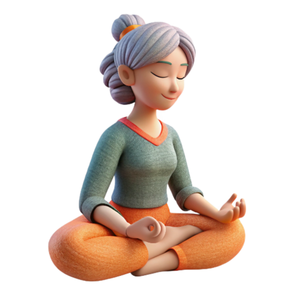 serene abstract Meditating Woman Side View Isolated with Soft Lighting original png