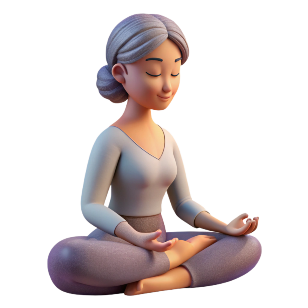 elegant rustic Meditating Woman Side View Isolated with Soft Lighting exclusive png
