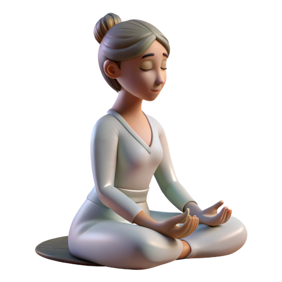 stunning traditional Meditating Woman Side View Isolated with Soft Lighting high quality png