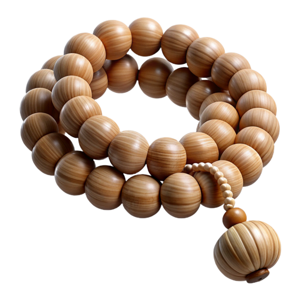 elegant classic Meditation Beads Wooden Texture Isolated detailed png