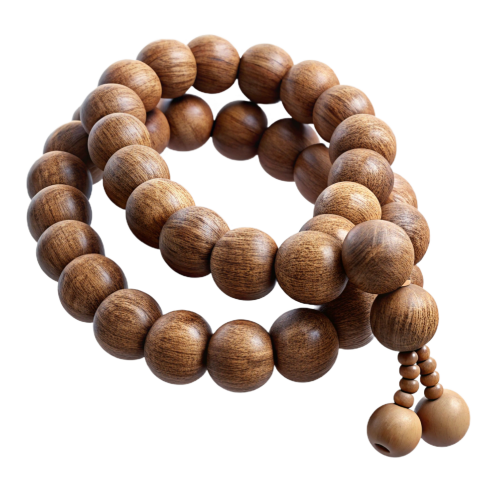 serene abstract Meditation Beads Wooden Texture Isolated premium png
