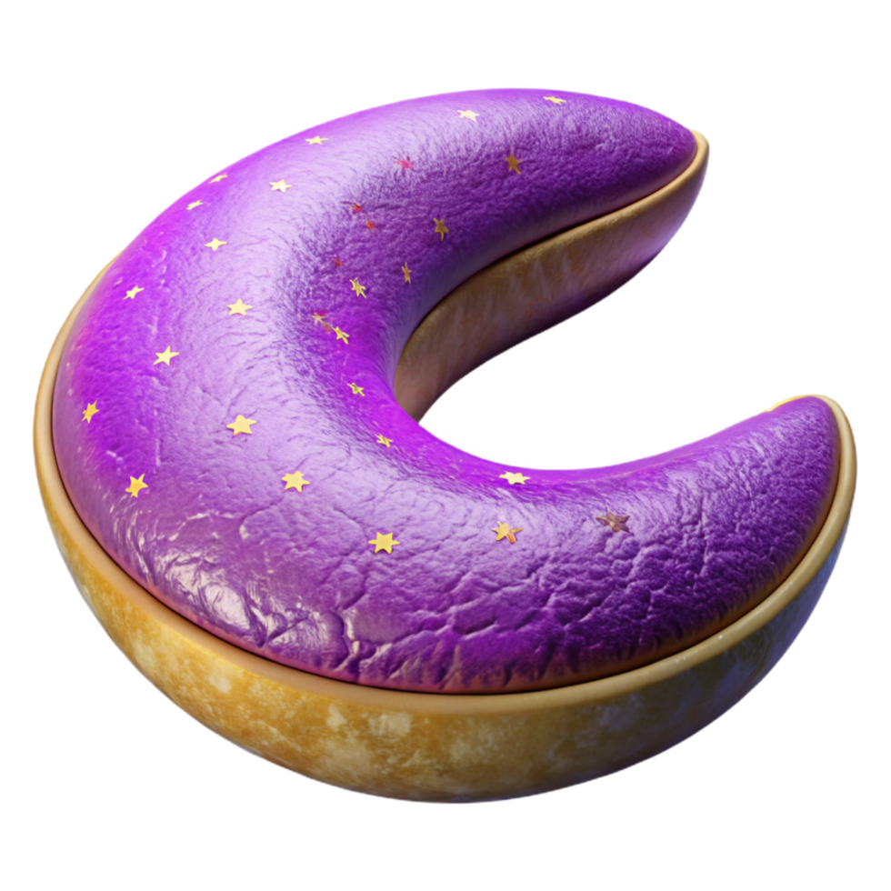 serene modern Meditation Cushion Crescent Shape Purple Color Cutout premium png