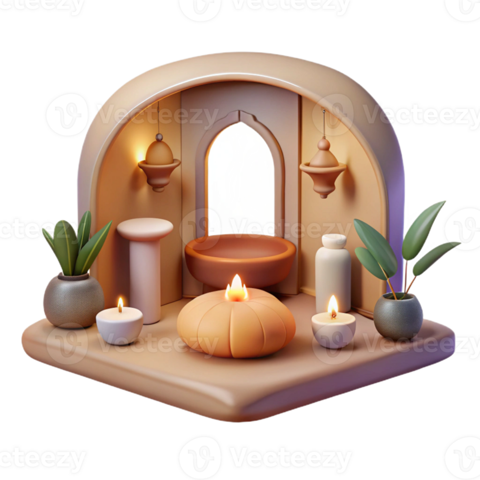 magnificent contemporary Meditation Room Scene Isolated with Peaceful Ambiance authentic png