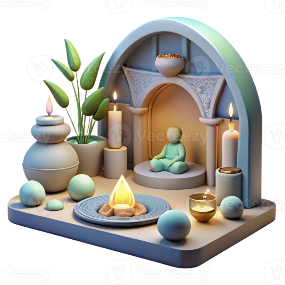 stunning rustic Meditation Room Scene Isolated with Peaceful Ambiance original png