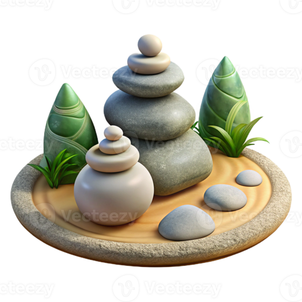 impressive abstract Meditation Stones in Zen Garden Transparent Background detailed png