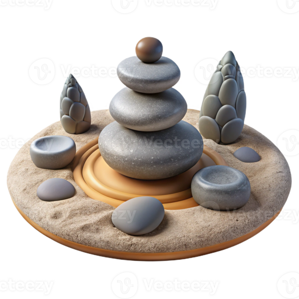 extraordinary classic Meditation Stones in Zen Garden Transparent Background png