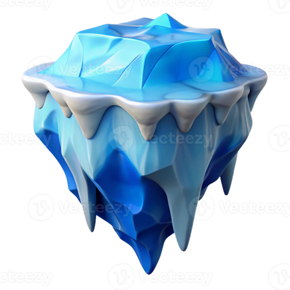 dramatic contemporary Melting Iceberg Blue White Isolated authentic png
