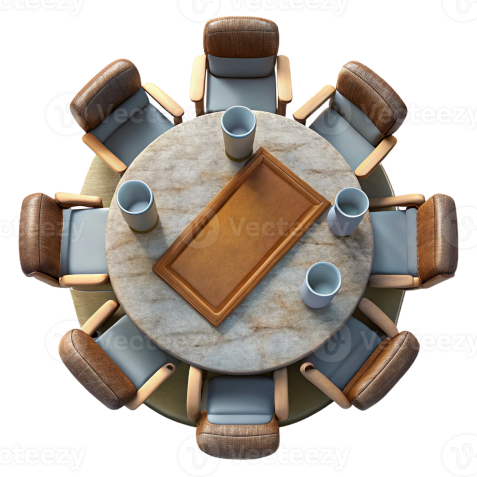 impressive traditional Meeting Room with Table and Chairs Top View Transparent Background professional png